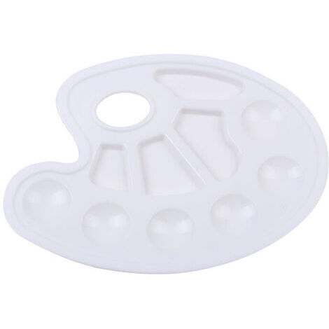 Plateaux de peinture pour artistes en plastique blanc, avec trou de pouce à 10 trous pour peintures acryliques 2pcs