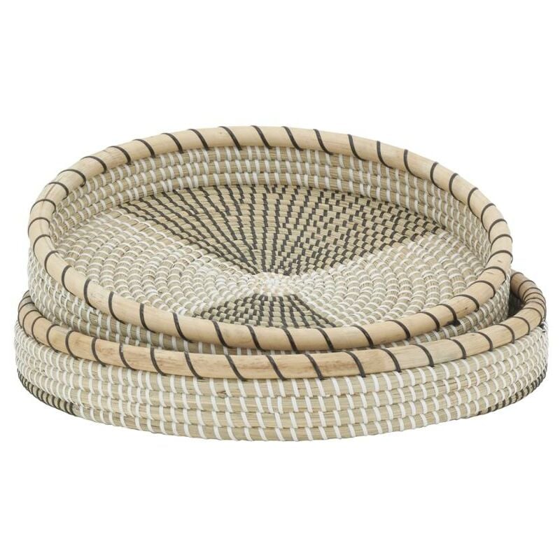 Aubry Gaspard - Plateaux en jonc et rotin (série de 2)