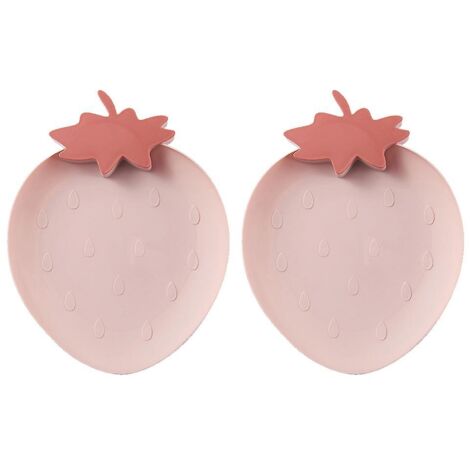 Plateaux en plastique à la fraise Assiettes à collations Bols de cuisine, 2 assiettes en plastique en emballage de service Plateaux