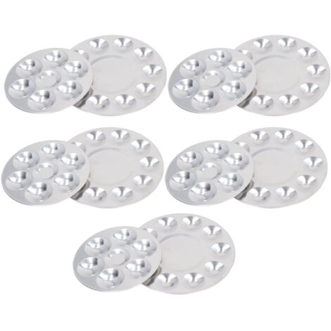 Plateaux Ronds en Aluminium pour Peinture - 6 et 10 Alvéoles, Palette Métallique pour Artistes