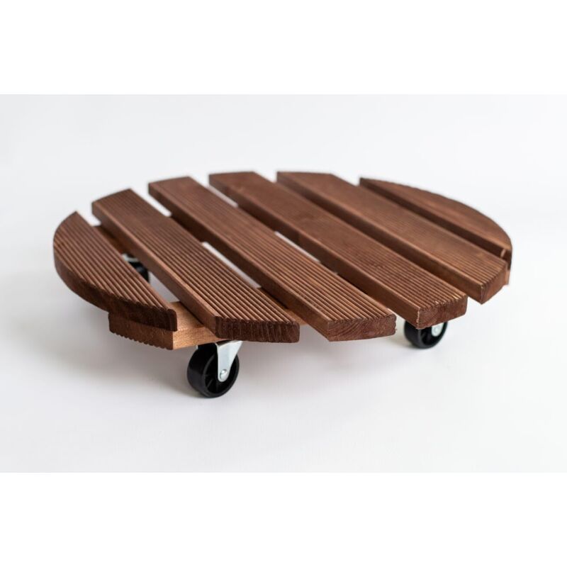 Plateaux Roulants pour Plantes 30cm, Support avec Roulettes Pivotantes et Verrouillables, Capacite 40 KG, Support et plateau pour jardinière, Marron