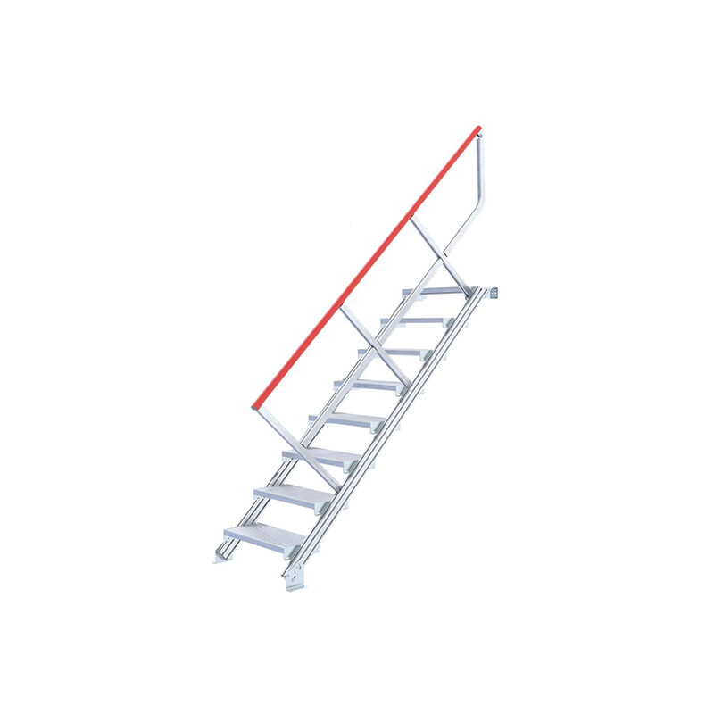 Escalier industriel 9 marches - Hauteur à franchir 1.95m - Inclinaison 45° - Main-courante à droite - 22111009/MCD