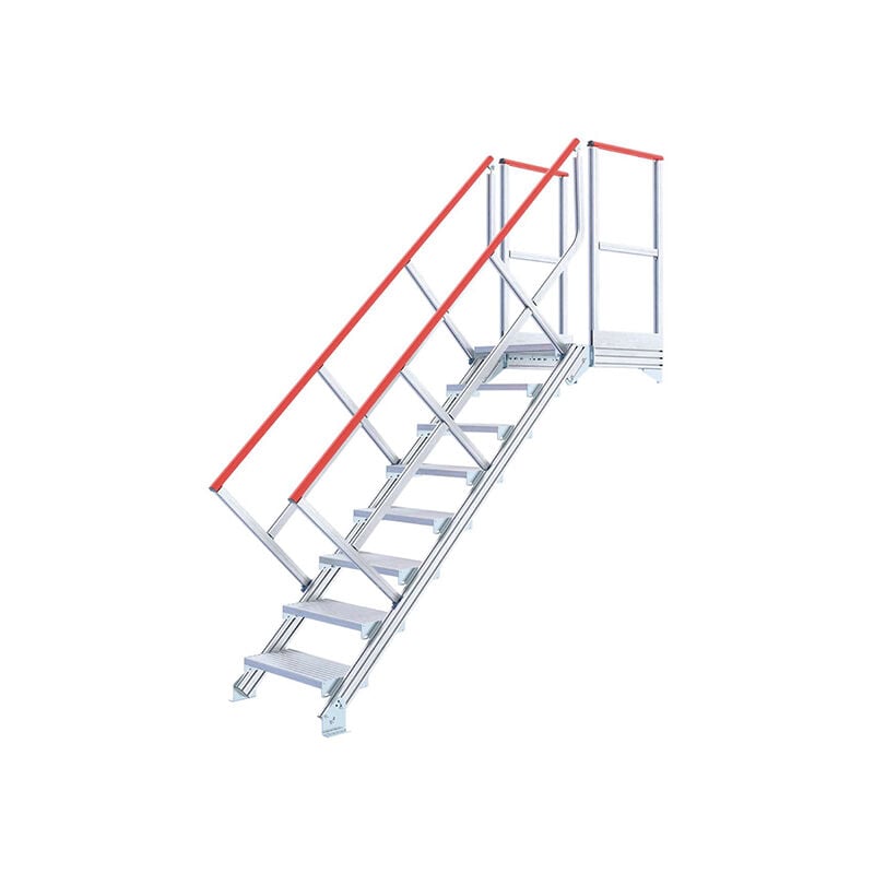 Escalier industriel 12 marches - Hauteur à franchir 2.50m - Inclinaison 45° - Double main-courante - 22210612/2MC