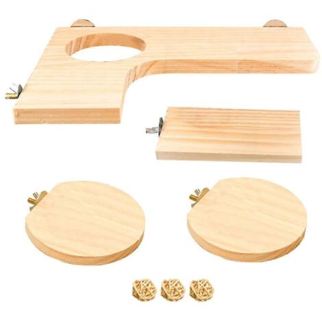 Plateforme en bois pour hamster, accessoire de cage pour chinchillas, aire de jeu pour rongeurs, perchoir naturel pour petit animal.