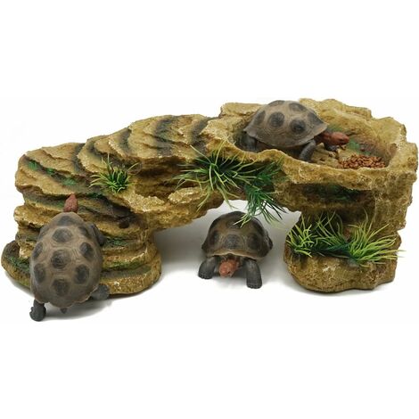 Cachette pour reptile avec gamelle intégrée - Imitation roche naturelle