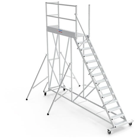 Plateforme roulante 12 marches - Hauteur max. de travail 4.40m - PTF212G-RS