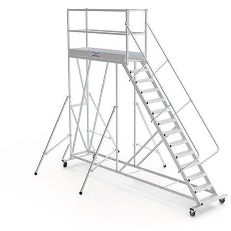 Plateforme roulante 14 marches - Hauteur max. de travail 4.80m - PTF214PT-P