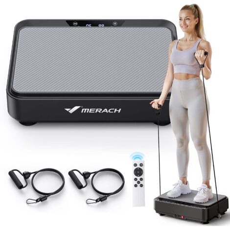 Plateforme Vibrante Mini Noir pour Perte de Poids, 99 Niveaux, 9 Programmes, Télécommande, Drainage Lymphatique, MERACH