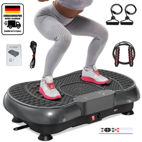 Plateforme Vibrante Noir avec Télécommande, La Mise en Forme des Muscles, Contrôle Automatique de la Vitesse, Bluetooth Intégré,corde à sauter,cordon de serrage-Wowttrelax