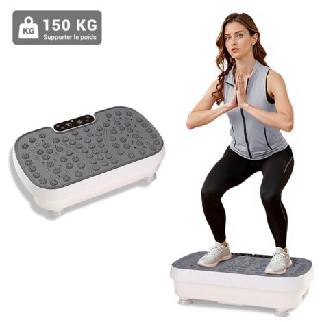 Plateforme vibrante pour appareil de fitness à domicile, capacité de charge de 150 kg, longueur de 46 cm, vitesse réglable, gris