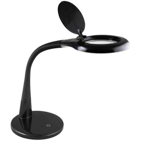 Plath lampe schwarz 8w 595lm 5000k w/loupe reg.intens flexib orientab tactil 43x18x38cm