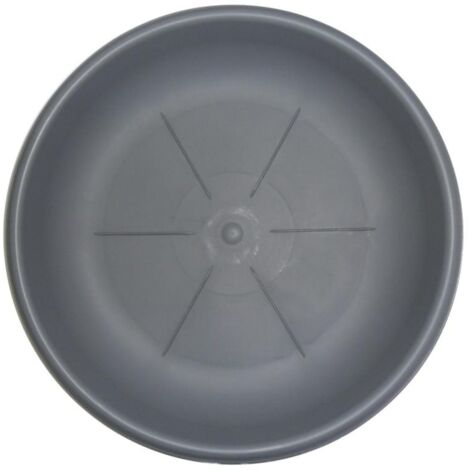Platillo Redondo Cm. 22 Gris Para Maceta Bama