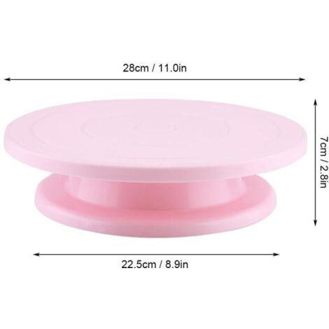 Platine à Gâteau Plateau Tournant Rond Gâteau Rotatif Support Pâtisserie Ensemble Outil Décoration (Rose) En Stock
