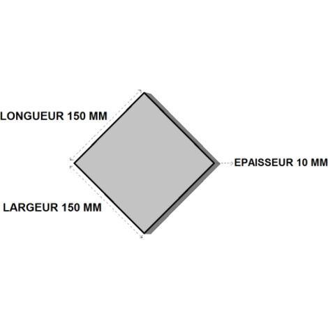 Platine acier 150x150x10 non percée