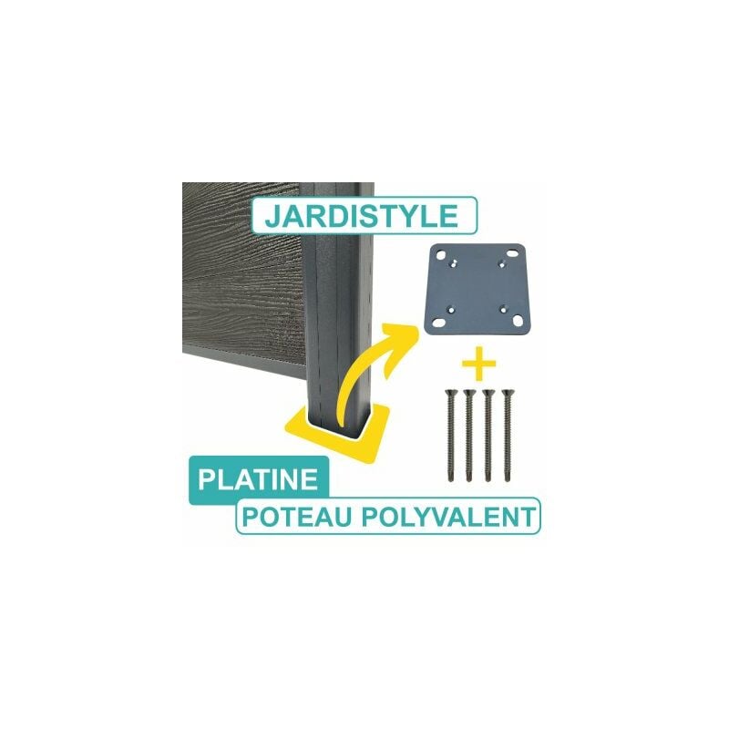 Cloture&jardin - Platine Aluminium Poteau 4 Entrées + Vis de fixation - Gris Anthracite (ral 7016)