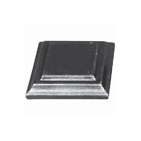 Platine carré pour poteau de départ - Largeur 80mm hauteur 20mm - Fer forgé - À souder - DECO FER FORGE