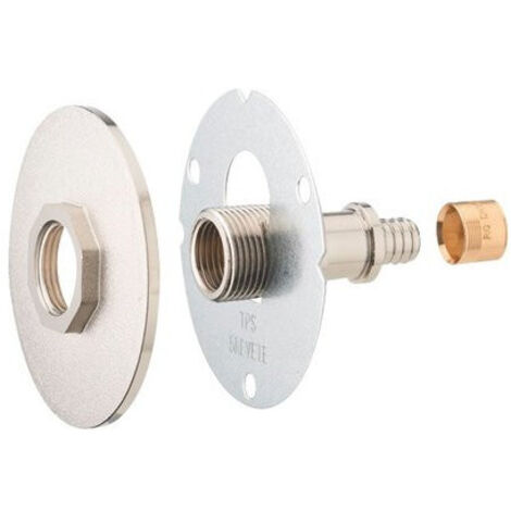 Platine de raccordement R'FIX Extérieur Confort nickelé à glissement, diamètre 16 mm, femelle 1/2" - Riquier