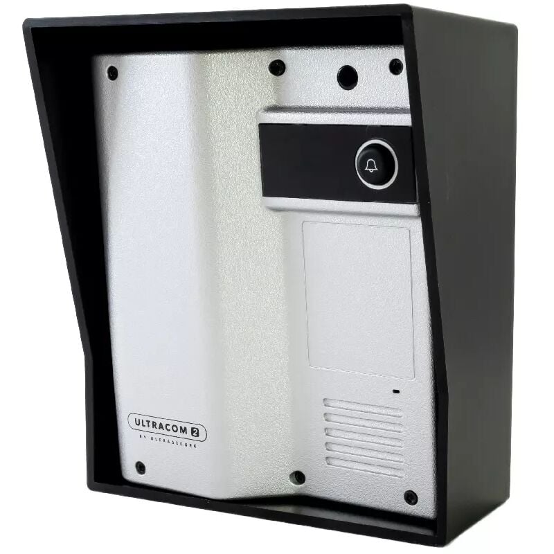 Ultra Secure - Platine de rue 600 mètres autonome individuelle sans-fil longue distance - UltraCOM2 argentée 600-SOLO visière Noire