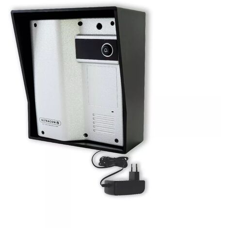 Platine de rue 600 mètres individuelle sans-fil - UltraCOM2 ARGENTÉ 600-SOLO avec visière Noire + transformateur 12V