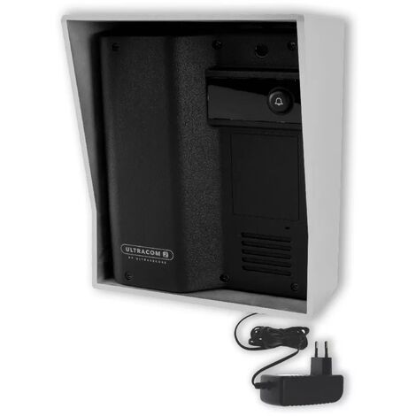 Platine de rue 600 mètres individuelle sans-fil - UltraCOM2 NOIRE 600-SOLO avec visière argentée + transformateur 12V