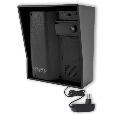Platine de rue 600 mètres individuelle sans-fil - UltraCOM2 NOIRE 600-SOLO avec visière Noire + transformateur 12V