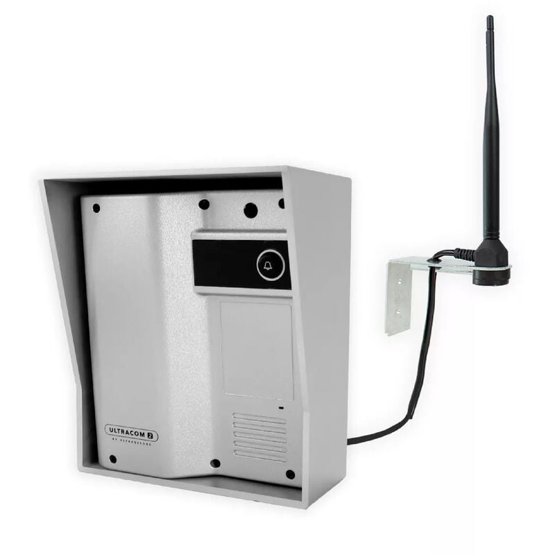 Ultra Secure - Platine de rue 600m autonome individuelle sans-fil - UltraCOM2 visière argentée + antenne : contourner obstacle / pilier