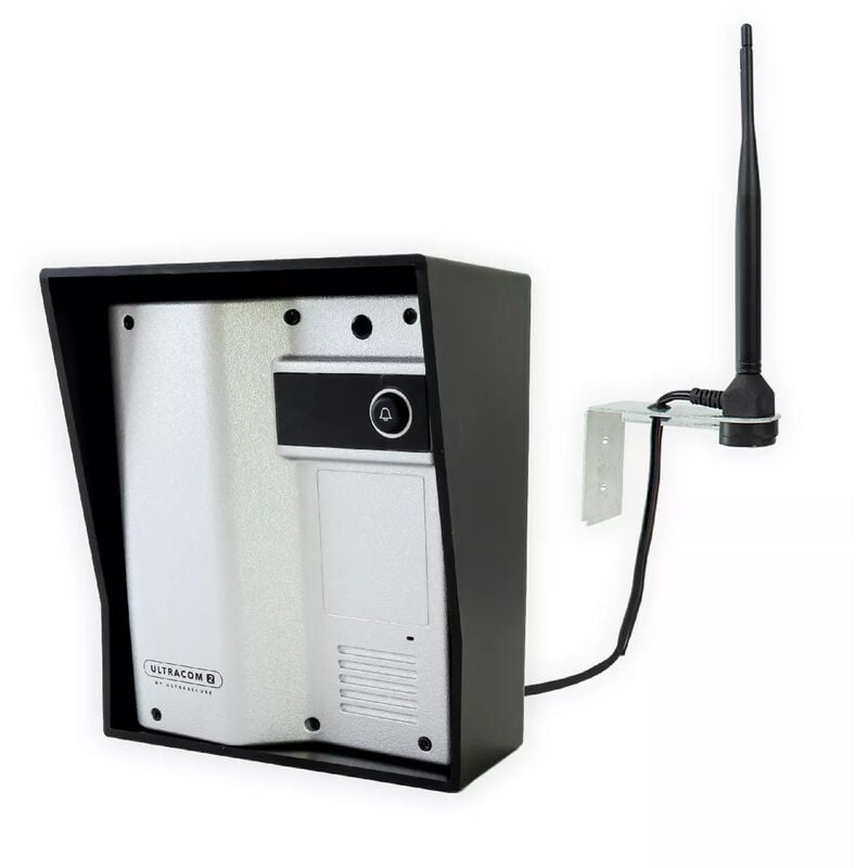 Ultra Secure - Platine de rue 600m autonome individuelle sans-fil - UltraCOM2 visière noire + antenne : contourner obstacle / pilier