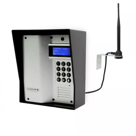 Platine de rue 600m autonome sans-fil - UltraCOM3 visière noire + antenne : "contourner obstacle / pilier"