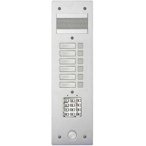 Platine de rue Série 200 audio étroite avec clavier codé façade Alu 4mm 6 appels (308406)