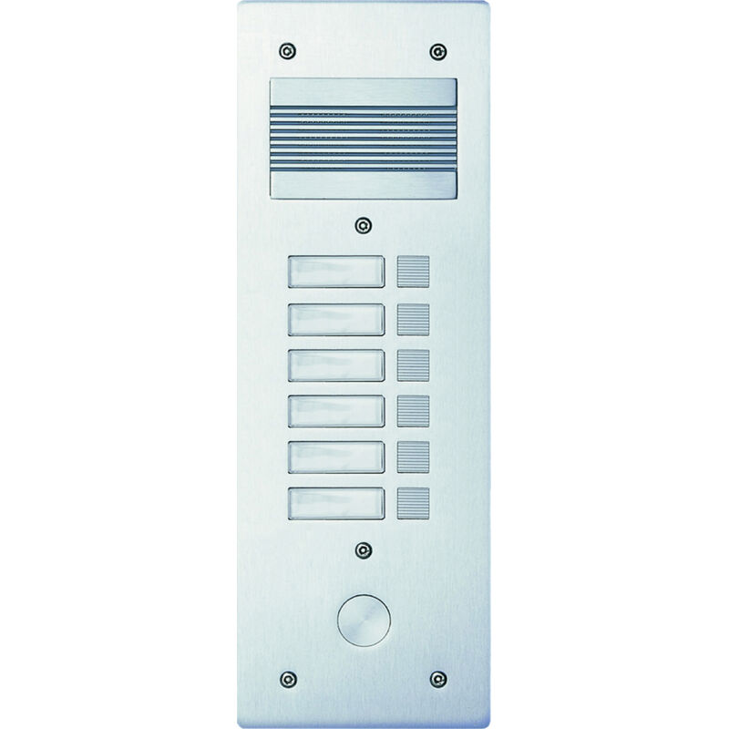 Platine de rue Série 200 audio étroite façade Alu 4mm 6 appels (308206)