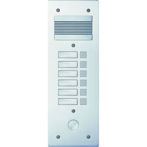 Platine de rue Série 200 audio étroite façade Alu 4mm 6 appels (308206)
