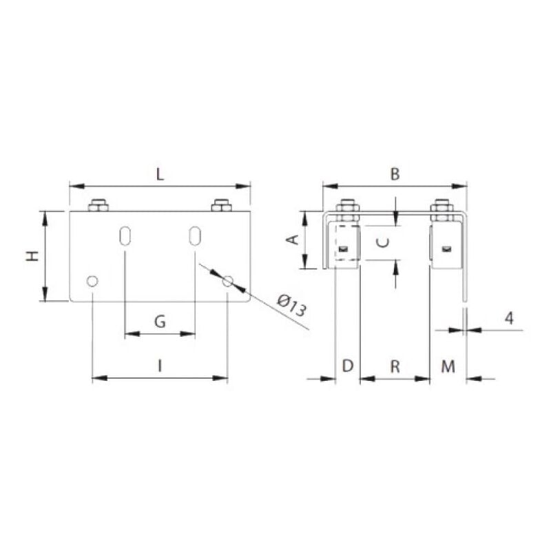 Platine guide portail réglable avec aile longue à visser, longueur 300 mm Communello