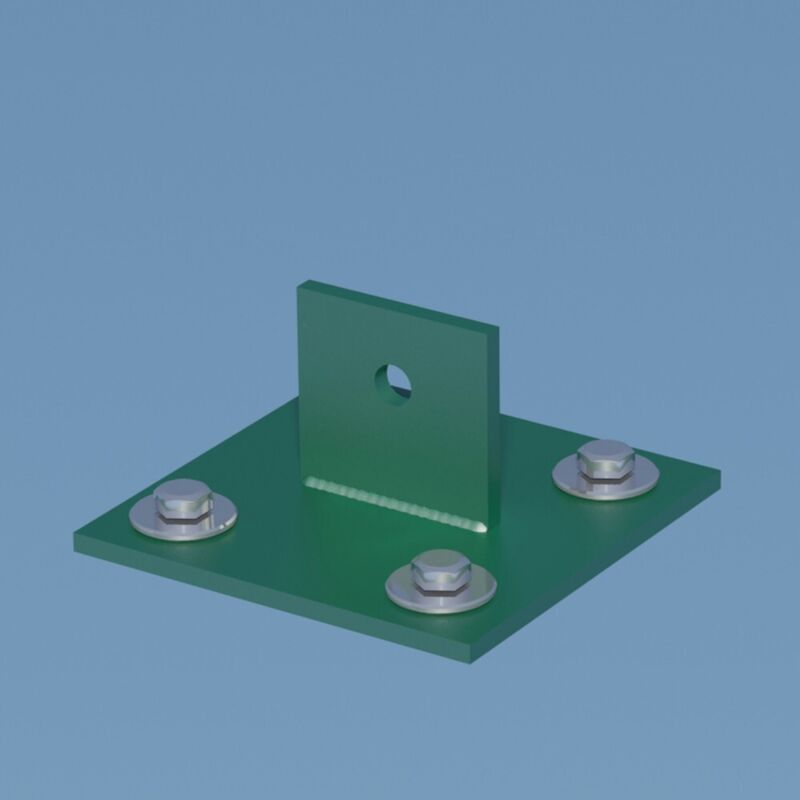 Platine jambe de force acier galvanisé plastifié à visser vert, H.4.3 cm x secti