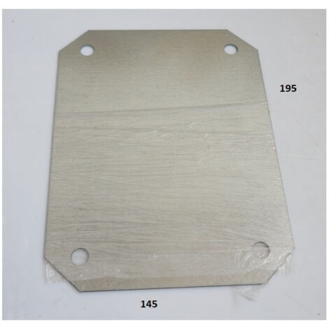 Platine métallique pleine 195x145mm acier galva pour boite soudée rectangle ou coffret industriel 215x165mm