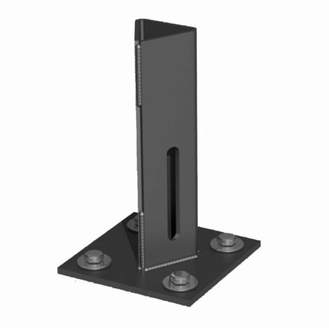 Platine piquet acier galvanisé plastifié à visser gris, H.15.5 cm