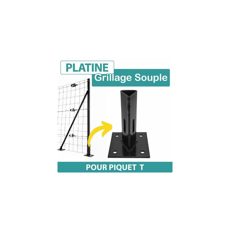 Cloture&jardin - Platine pour Piquet t - Gris - Gris Anthracite (ral 7016)
