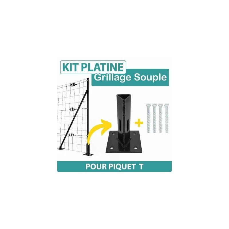 Kit Platine pour Piquet t + 4 vis béton - Gris - Gris Anthracite (ral 7016)