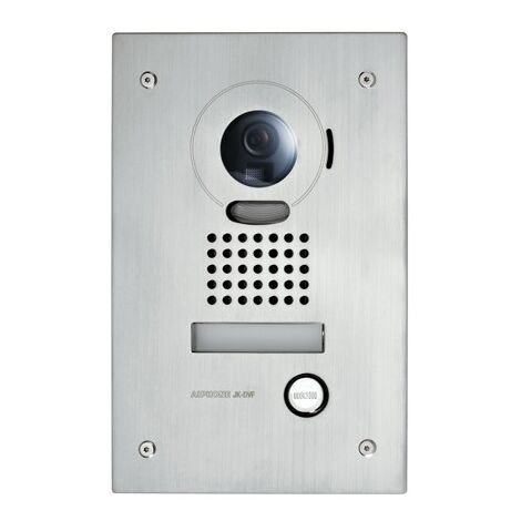Platine vidéo encastrée JODVF pour portier Aiphone – Façade inox massif IP54 – Éclairage LED porte-étiquette – Fixation avec boîte d'encastrement