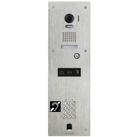 Platine vidéo inox encastrée 1BP avec clavier 100 codes – Perçage Vigik – Boucle magnétique pour sécurité habitat – Aiphone 130352