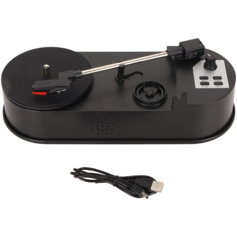 Platine vinyle portable avec conversion USB vers MP3, lecteur vintage 33/45 tours, slot pour carte mémoire et sortie audio 3.5mm