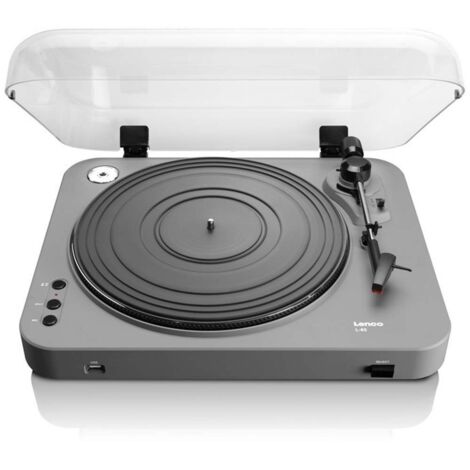 Platine vinyle USB semi-automatique, grise, 33/45 tours/minute