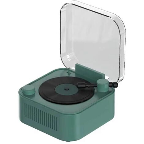 Platine vinyle vintage, enceinte Bluetooth sans fil, longue autonomie, vert foncé --