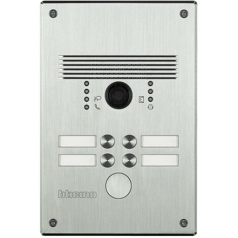 Platines monobloc antivandales à bouton poussoir Linea 300 pour 2 à 4 appels façade Inox (308011)