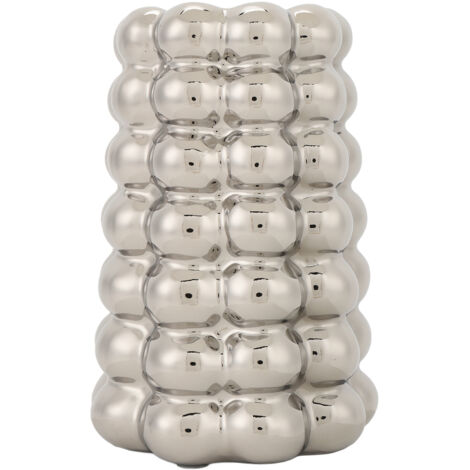 Plating Bubble Ceramic Vase Decorative Light Luxury Unique Bubble Flower Pot for Living Room Study Entrance Silver