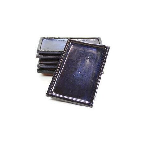 Plato cerámico rectangular cantos rectos Azul 20 cm