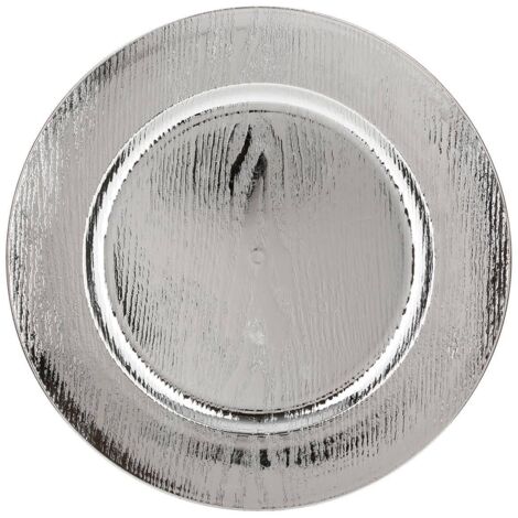 Plato Christmas Colorama D33cm diseño madera plateado - Feeric lights & christmas