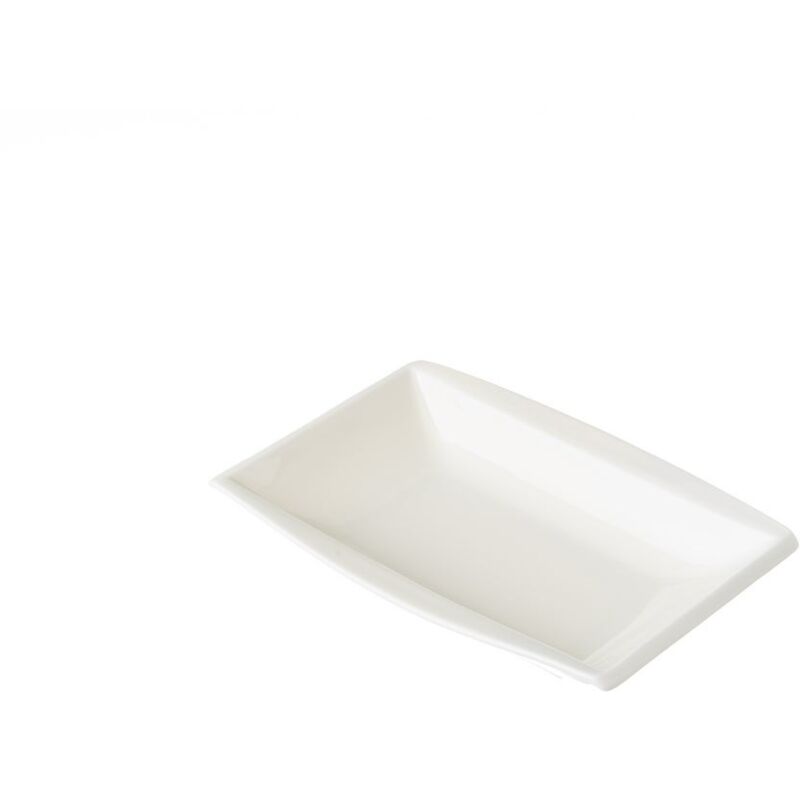 

Plato de aperitivo rectangular blanco de porcelana contemporáneo, de 18x3x13 cm