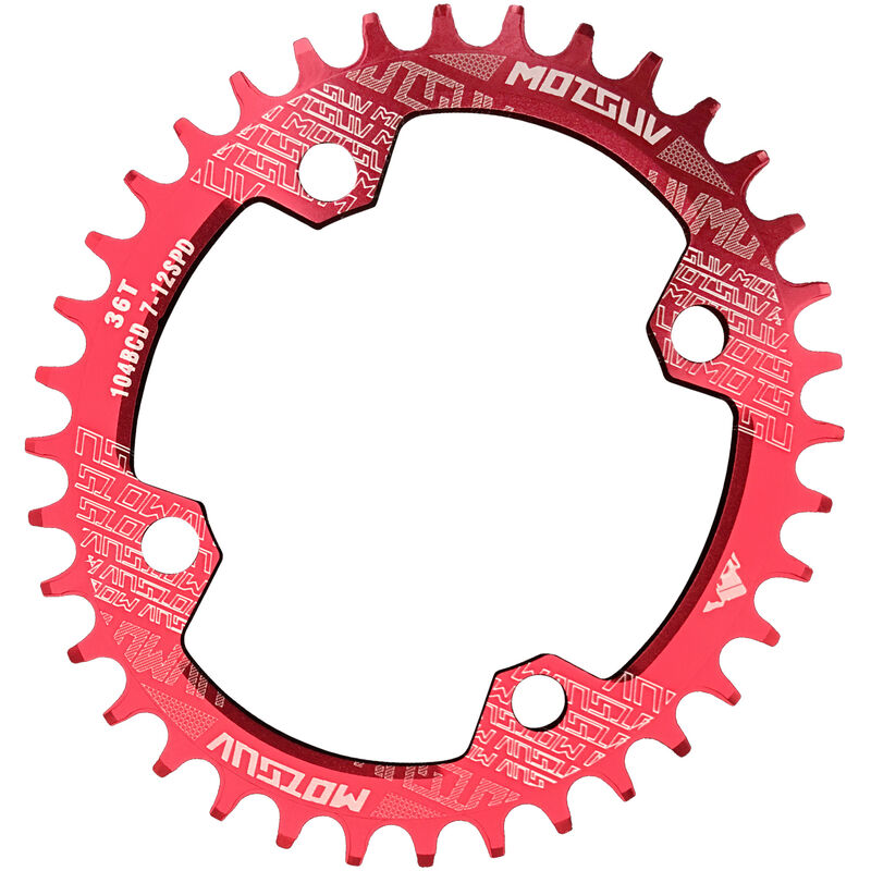 

Plato de bicicleta 32T / 34T / 36T / 38T 104mm BCD Anillo de manivela de bicicleta de 4 pernos Compatible con 7/8/9/10/11 Velocidad,Rojo, 36T