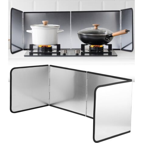Plato de cocina plegable de cuatro caras, a prueba de salpicaduras previene eficazmente las salpicaduras de aceite fácil de limpiar apto para cocinas y placas de cocina dimensiones: 76 x 29 x 30 cm
