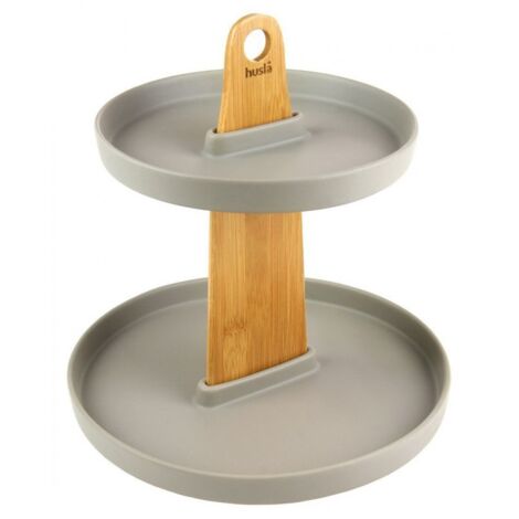 PLATO DE DOS NIVELES CERÁMICA Y MADERA HUSLA 73975